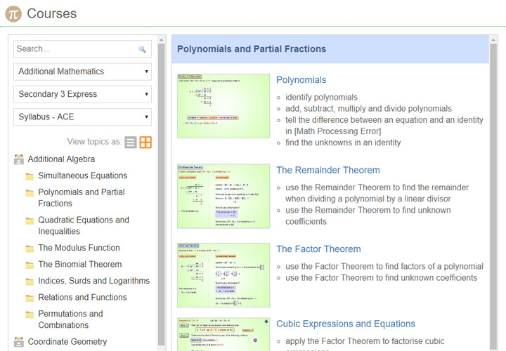 Math One-stop Learning Content